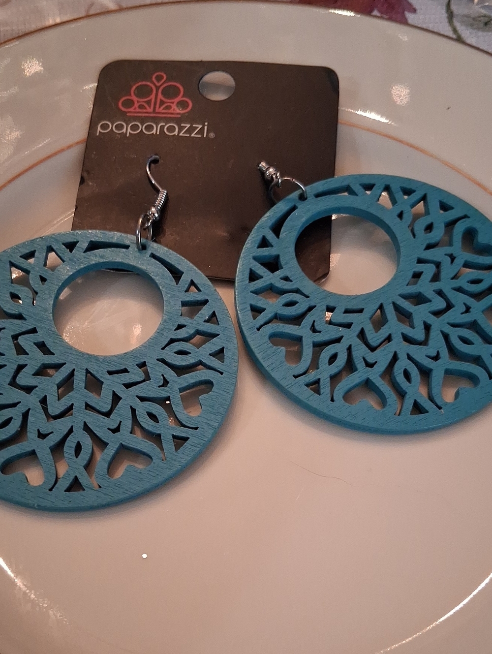 Paparazzi Wooden Earrings Tropical Reef-Blue NWT